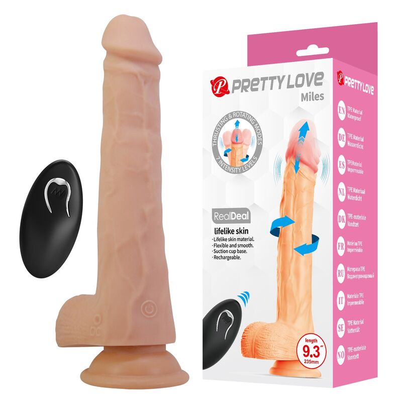 Vibrador Pretty Love Miles con función de empuje y rotación