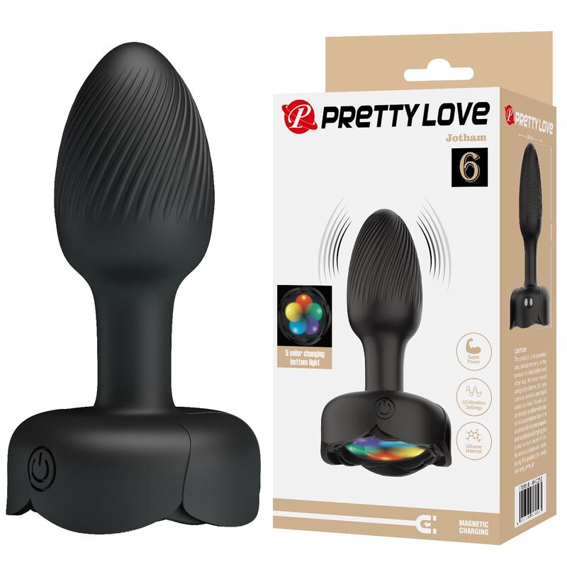 Plug anal vibrador Pretty Love, recargable, negro