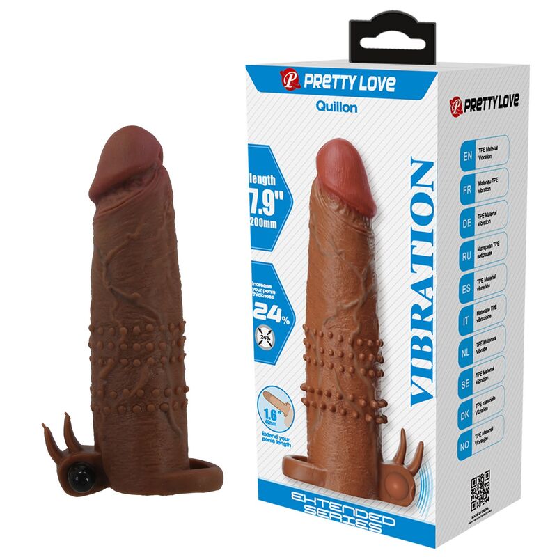 Funda para el pene PRETTY LOVE Quillon con bala vibradora, 20 cm
