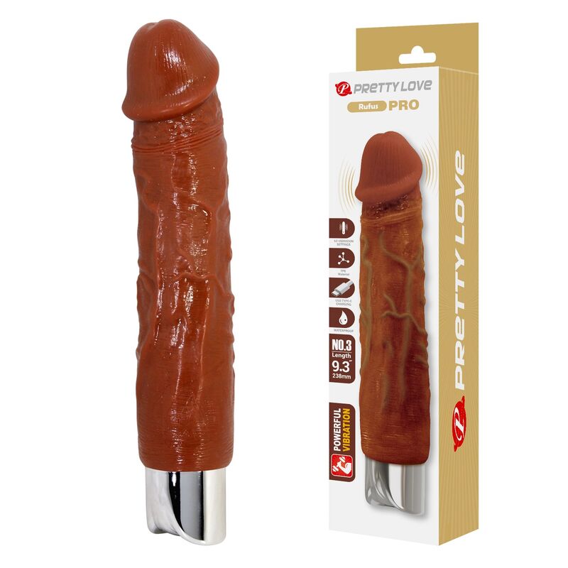 Vibrador Pretty Love Pro marrón, 23,5 cm