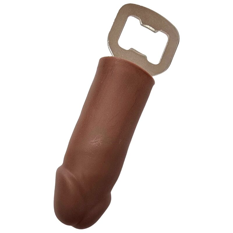 Abrebotellas Diablo Picante con forma de pene, marrón