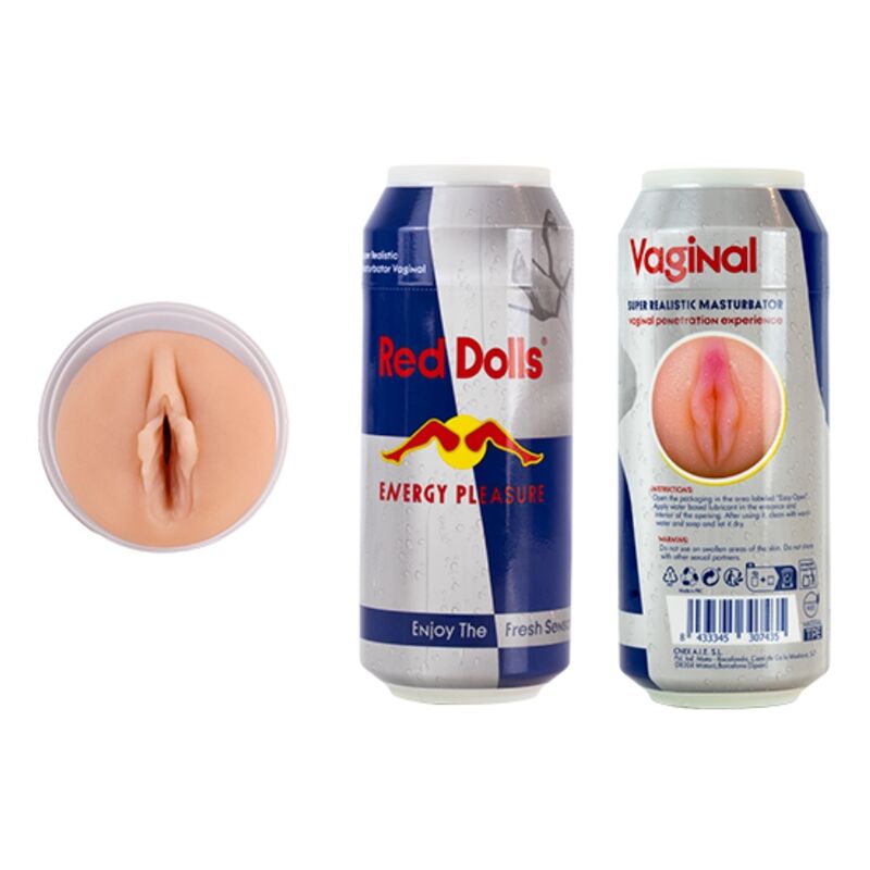 ALIVE, masturbador vaginal masculino en lata de bebida energética de Red Dolls