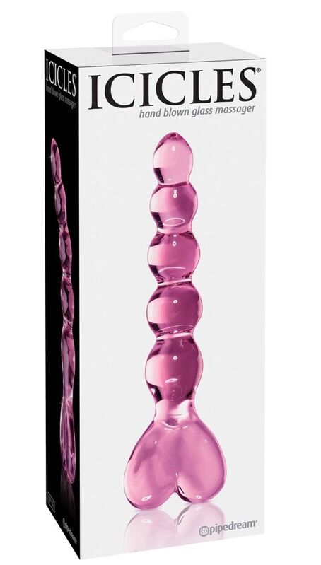 Masajeador de vidrio ICICLES N. 43 con eje de perlas