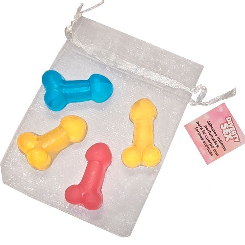 Jabones mini con forma de pene DIABLO PICANTE, 4 unidades