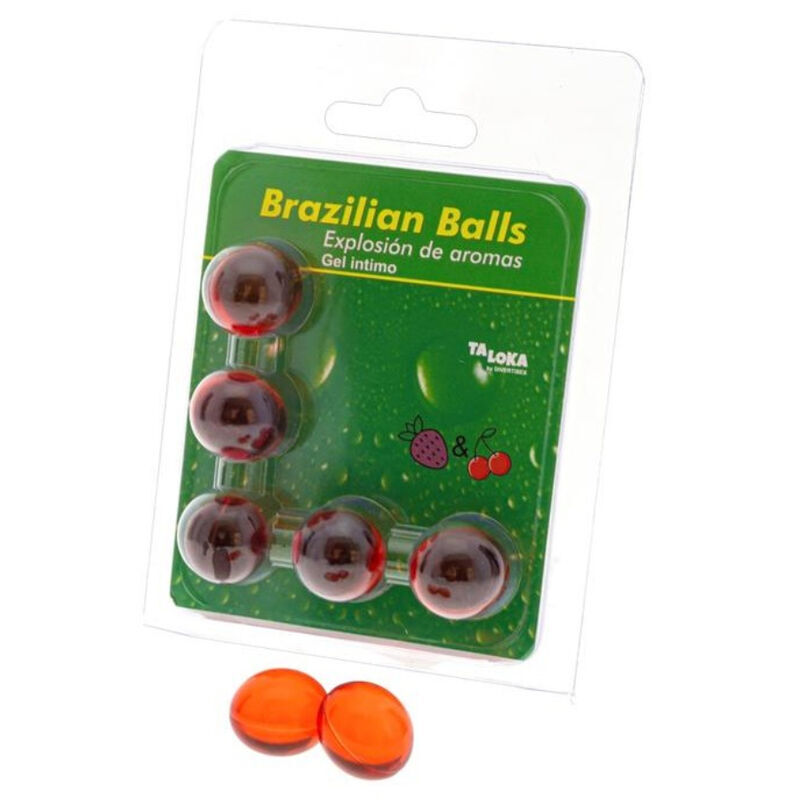 TALOKA lubricante con aroma a fresa y cereza, 5 bolas brasileñas