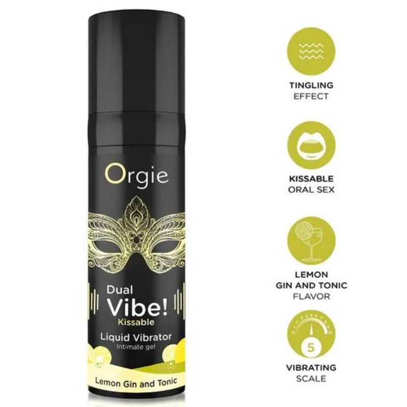 Gel estimulante ORGIE Dual Vibe de limón, ginebra y tónica, 15 ml