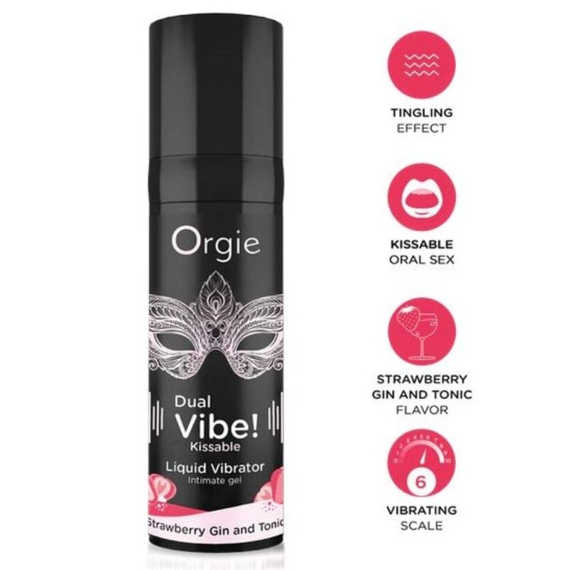 Gel estimulante ORGIE Dual Vibe de fresa con gin tonic, 15 ml
