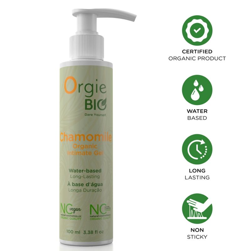 Lubricante de base acuosa ORGIE BIO Chamomile con camomila, 100 ml