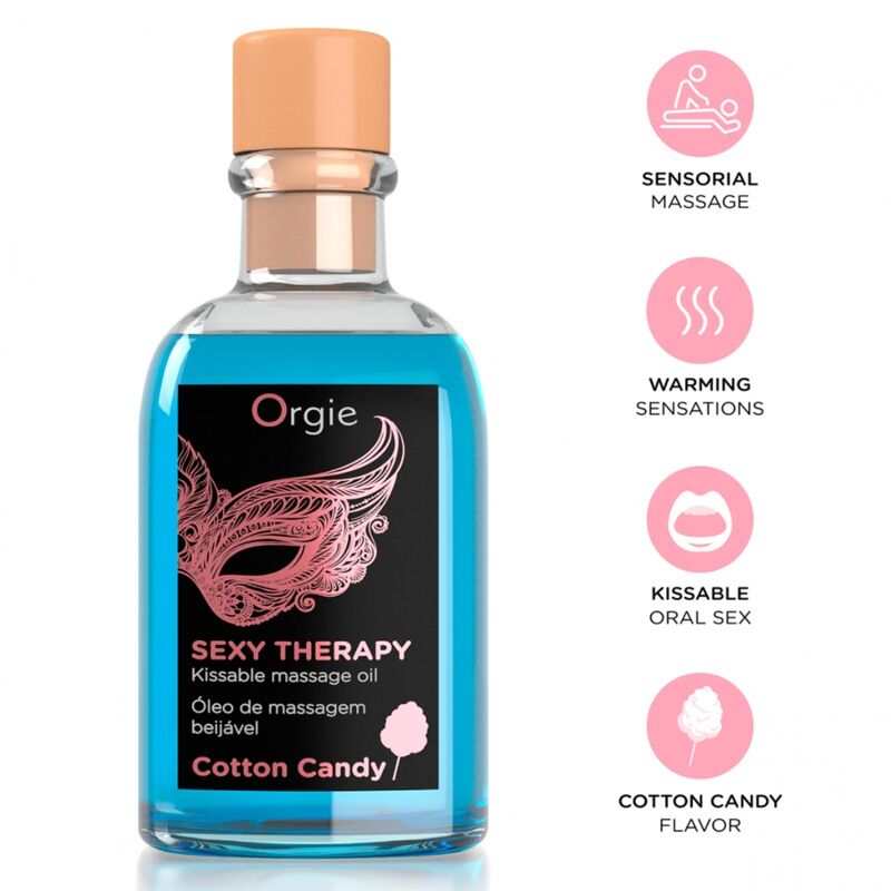 Set de masaje ORGIE Lips Cotton Candy con aceite de masaje, 100 ml