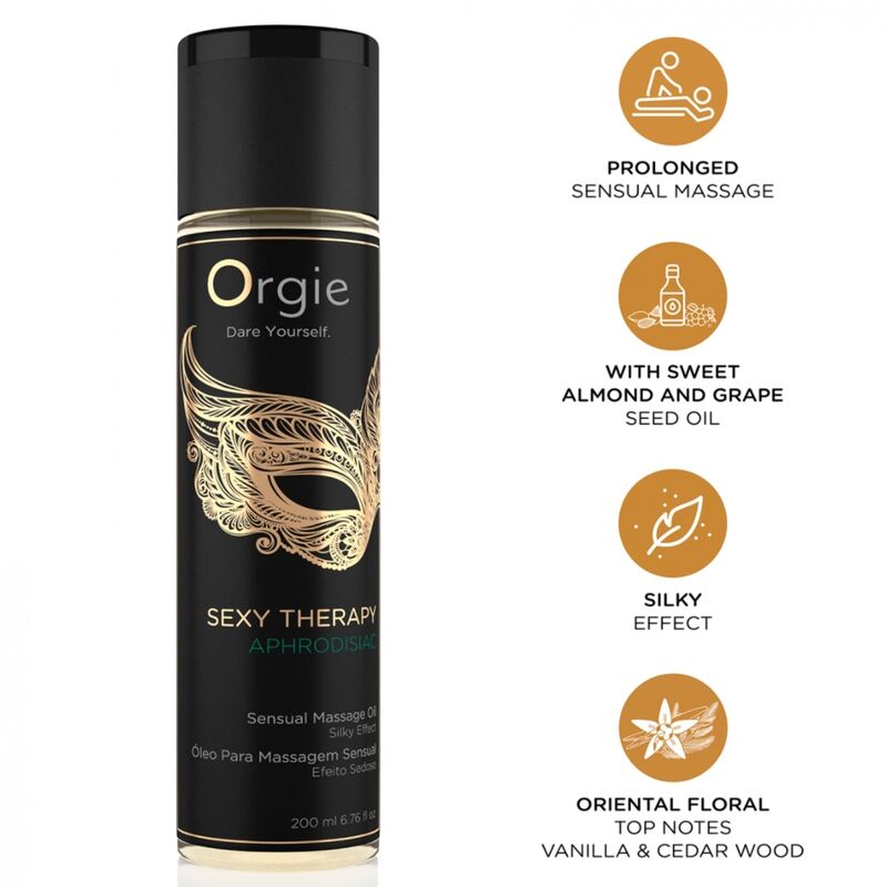 Aceite de masaje ORGIE Sexy Therapy para masajes sensuales, 200 ml