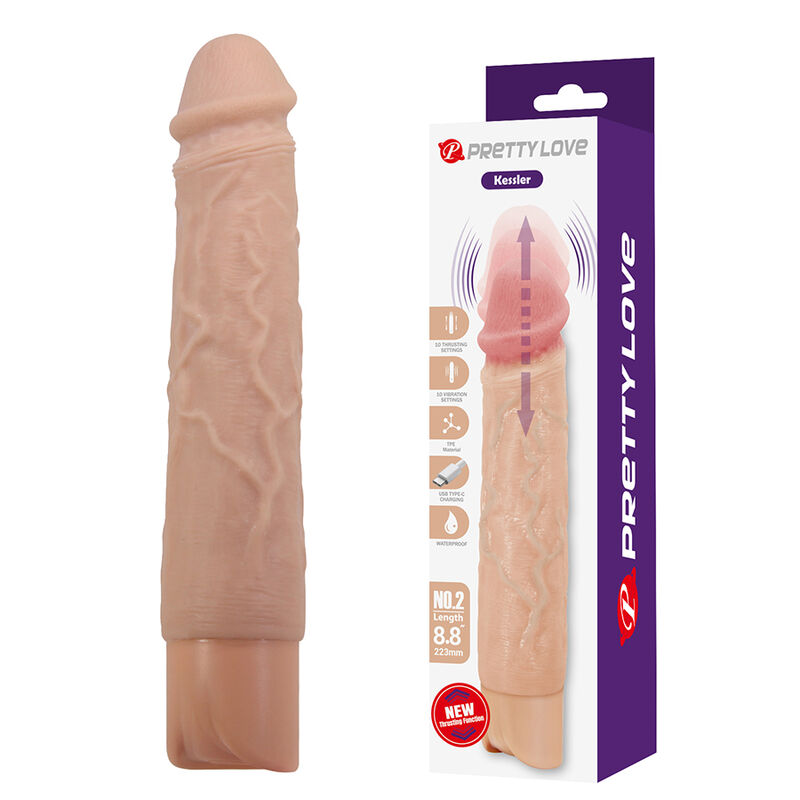 Vibrador realista Pretty Love Kessler con movimiento de empuje