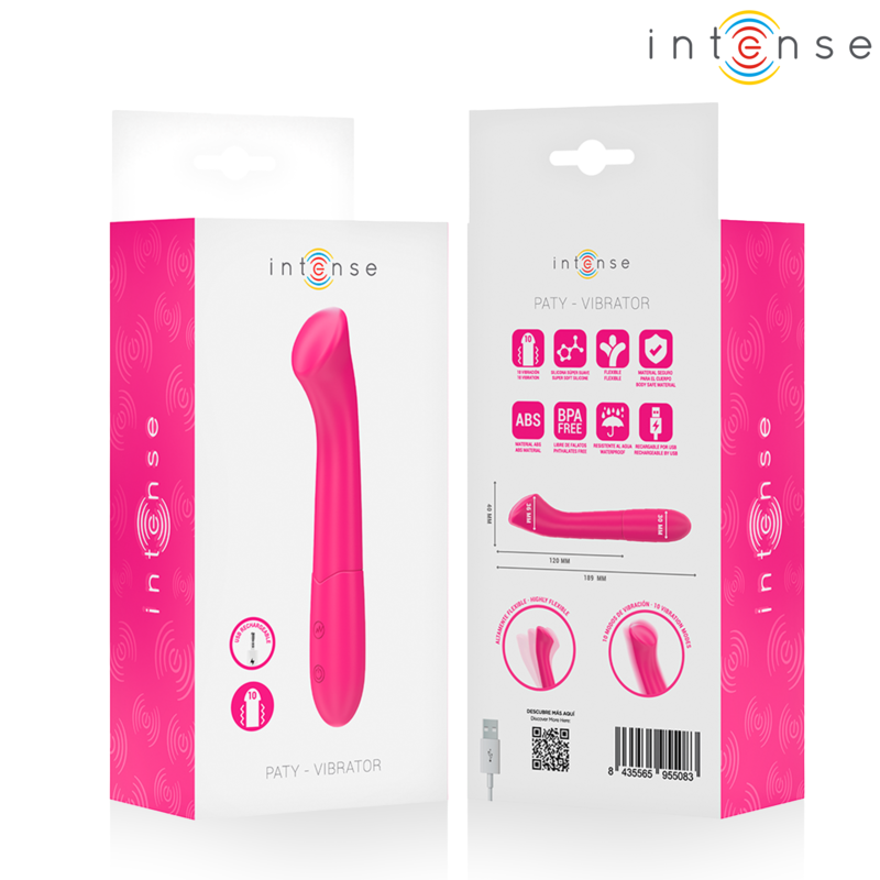Vibrador INTENSE PATY, 19 cm, flexible, rosa