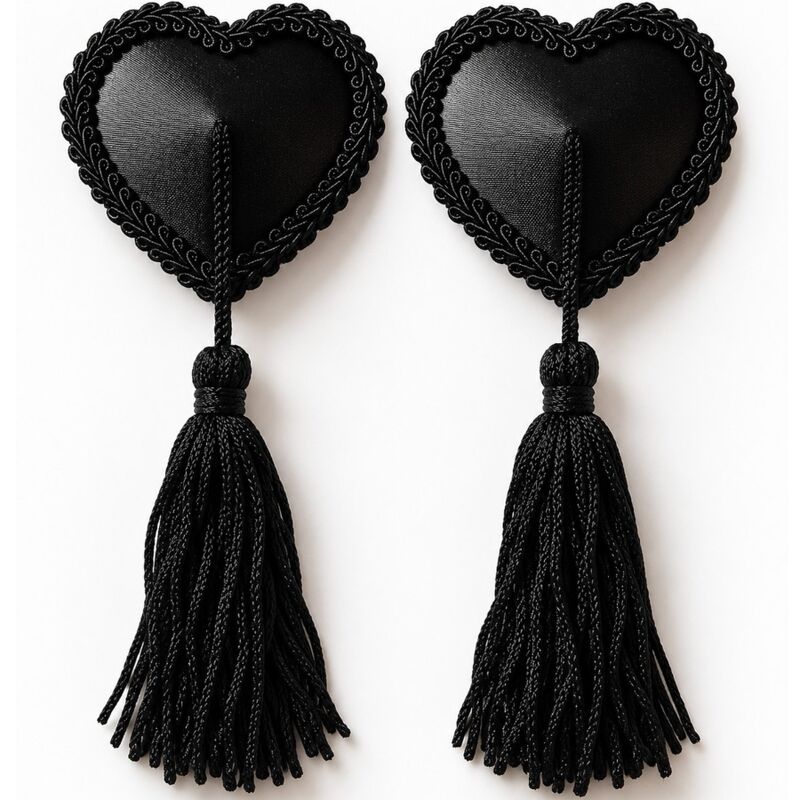 Chilirose Cr 4897 Cubrepezones En Forma De Corazón Con Borlas Negras