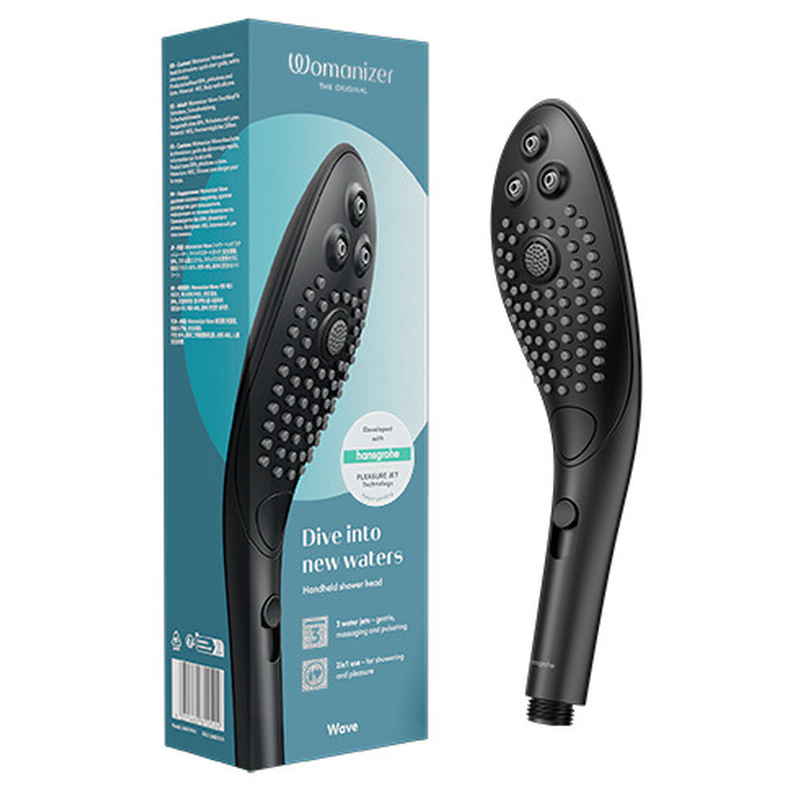 Womanizer Wave estimulador de clítoris y alcachofa de ducha, negro