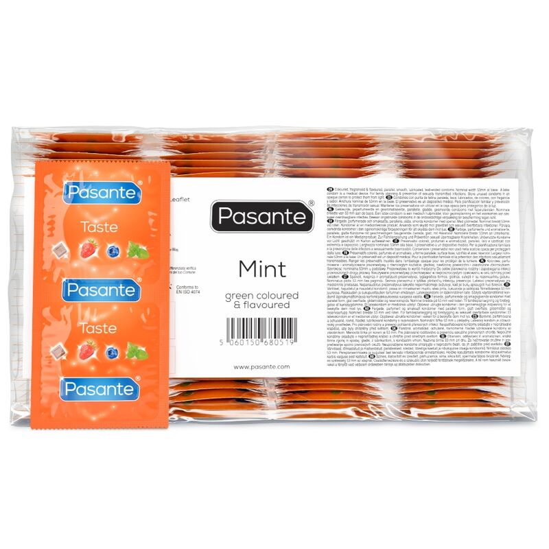 Preservativos Pasante Mint con sabor, 144 unidades