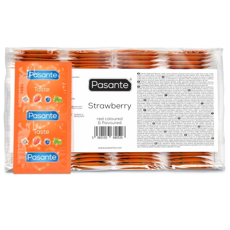 Preservativos Pasante con sabor a fresa, 144 unidades