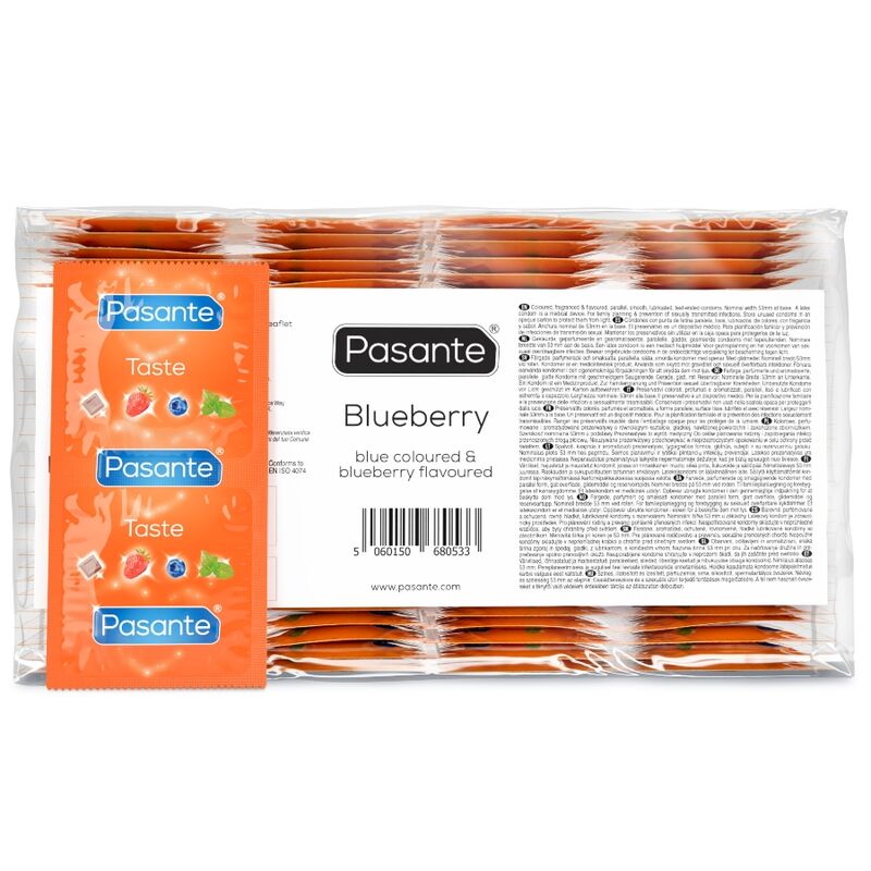 Preservativos Pasante Blueberry con sabor, 144 unidades
