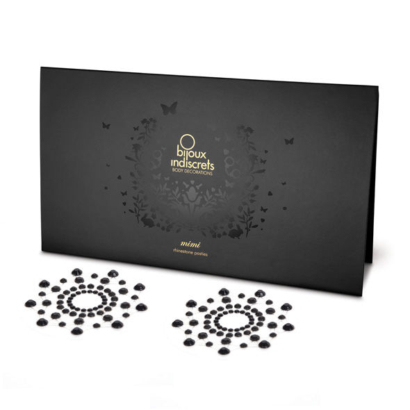 Cubiertas para pezones Mimi Black de BIJOUX INDISCRETS, 2 unidades