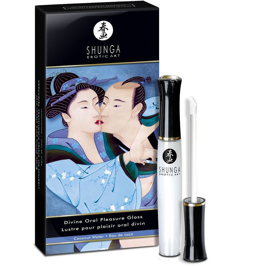 Gel lubricante oral con efecto calor y frío y sabor a coco, brillo labial SHUNGA