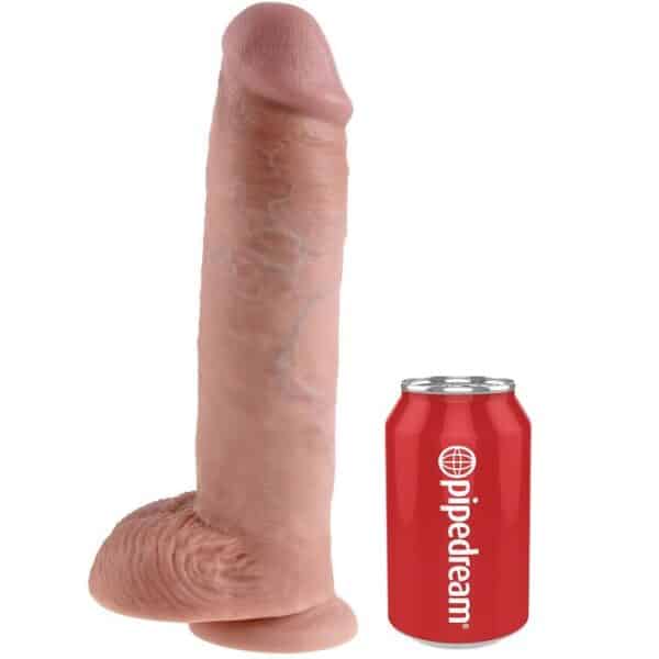 Dildo KING COCK con testículos, color carne, 28 cm