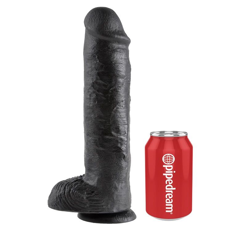 Dildo KING COCK con testículos, negro, 28 cm