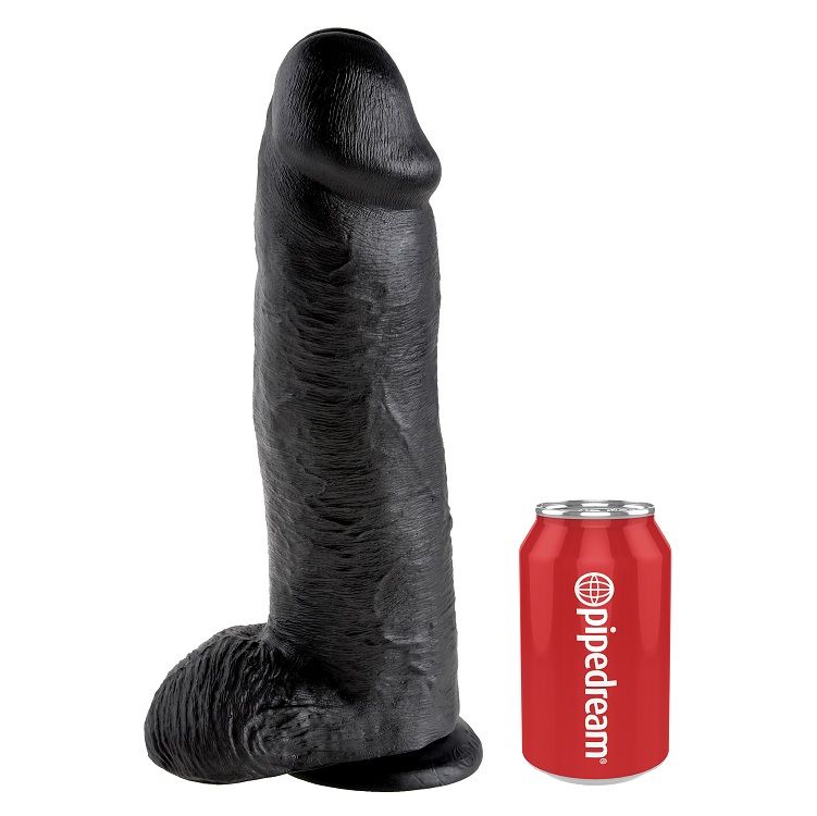 Dildo KING COCK negro con testículos, 30,48 cm