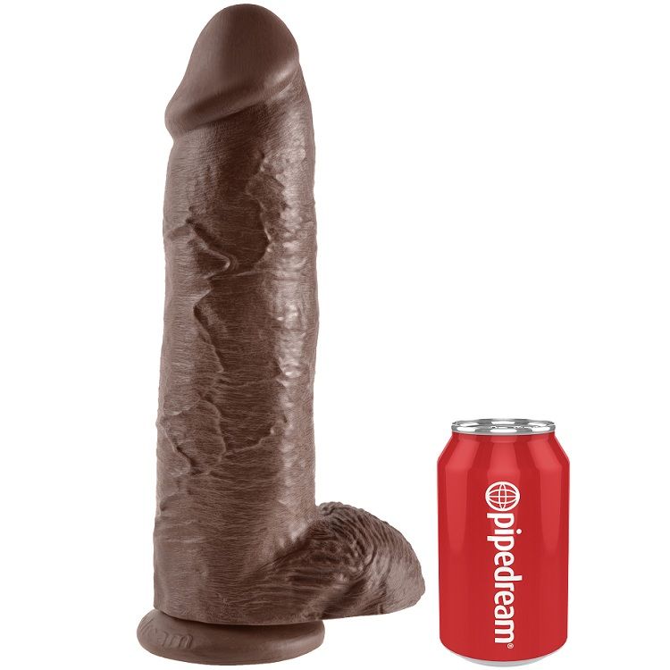 KING COCK dildo con testículos, marrón, 30,48 cm