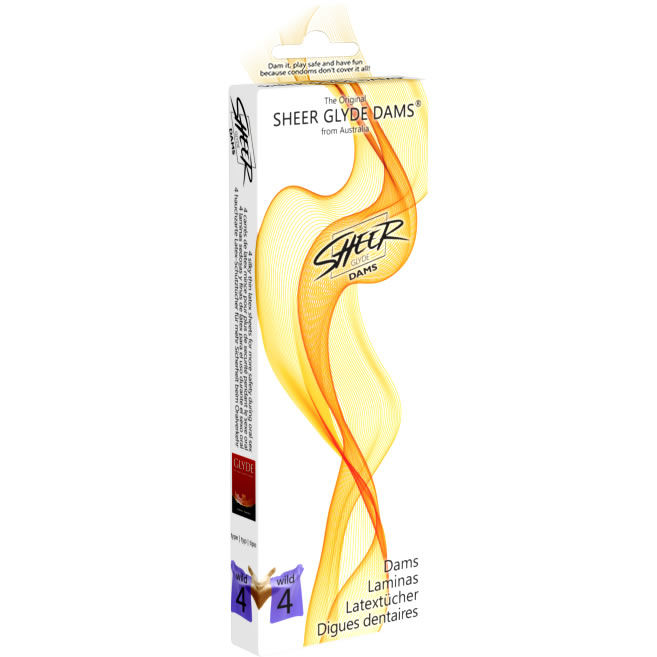 Barreras bucales SHEER GLYDE de látex con aroma a mora, 4 unidades