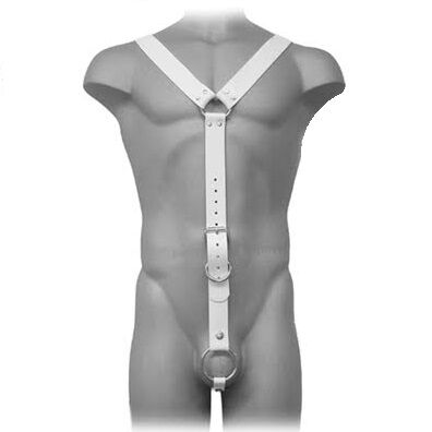Arnés para hombre LEATHER BODY de cuero, blanco