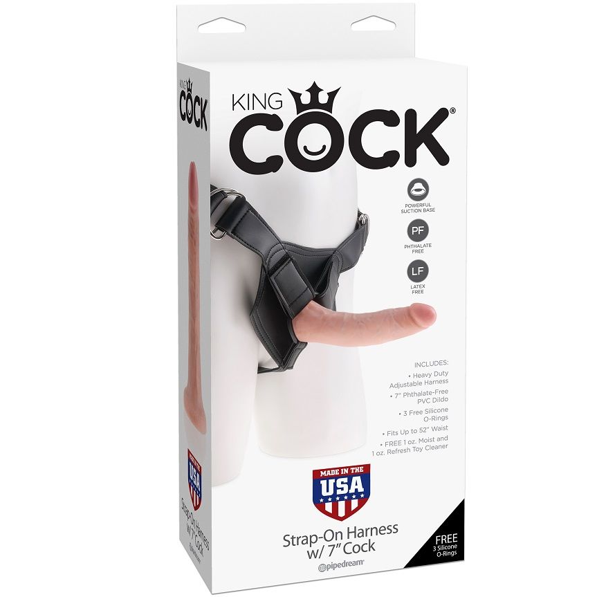 Set de arnés con pene KING COCK de 17,8 cm de longitud realista