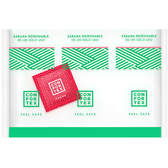 Sábana desechable CONFORTEX con preservativo sabor fresa