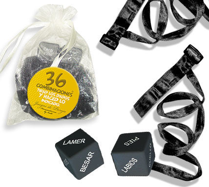 Set de regalo de juguetes eróticos INEDIT con esposas bondage negras y dados