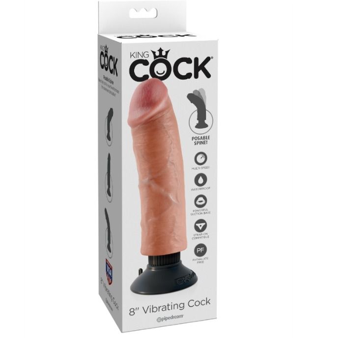 Vibrador realista KING COCK, 20,32 cm, color carne