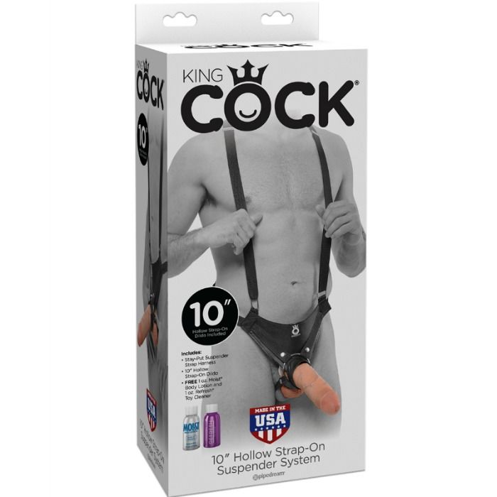 KING COCK Dildo con arnés negro y cuerpo hueco