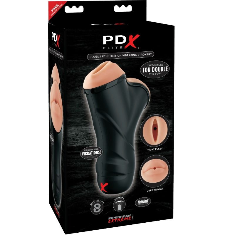 Masturbador vibrador PDX ELITE con dos orificios