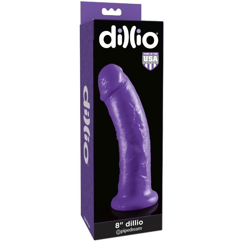 Dildo DILLIO con ventosa, 20,32 cm, violeta