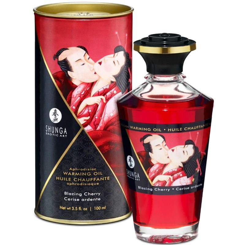 Aceite de masaje con efecto calor SHUNGA Intense Cherry, 100 ml