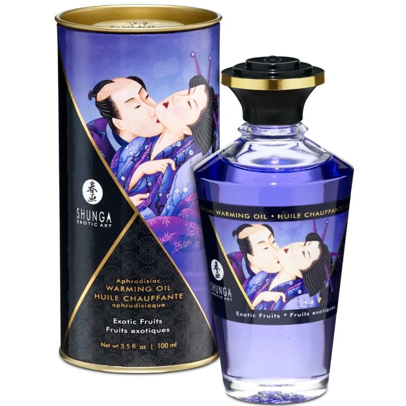 Aceite de masaje SHUNGA con efecto calor, frutas exóticas, 100 ml