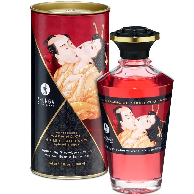Aceite de masaje Shunga de fresas con cava, 100 ml
