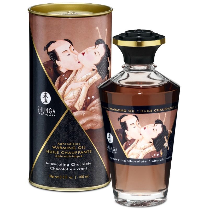 Aceite de masaje Shunga con efecto calor y sabor a chocolate, 100 ml