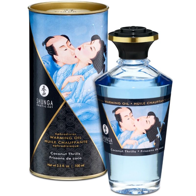 Aceite de masaje Shunga de coco con efecto calor, 100 ml