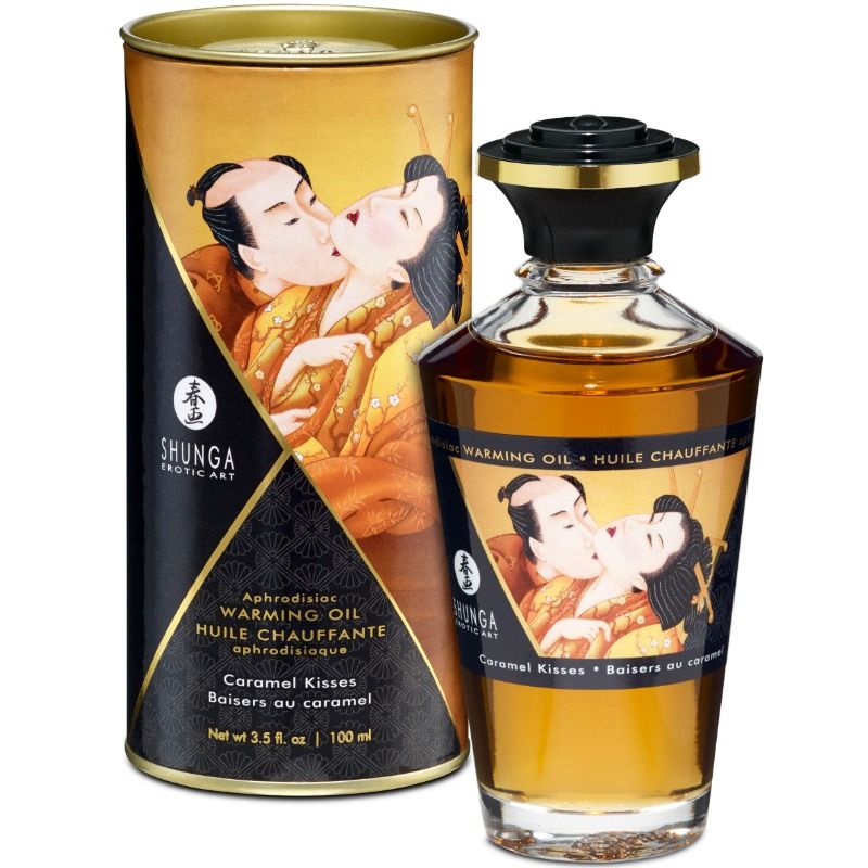 Aceite de masaje SHUNGA con efecto calor y sabor a caramelo, 100 ml