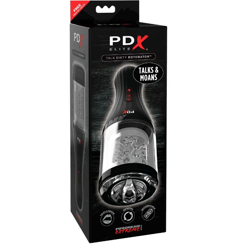 PDX ELITE Talk Dirty Rotobator, masturbador vibrador con rotación