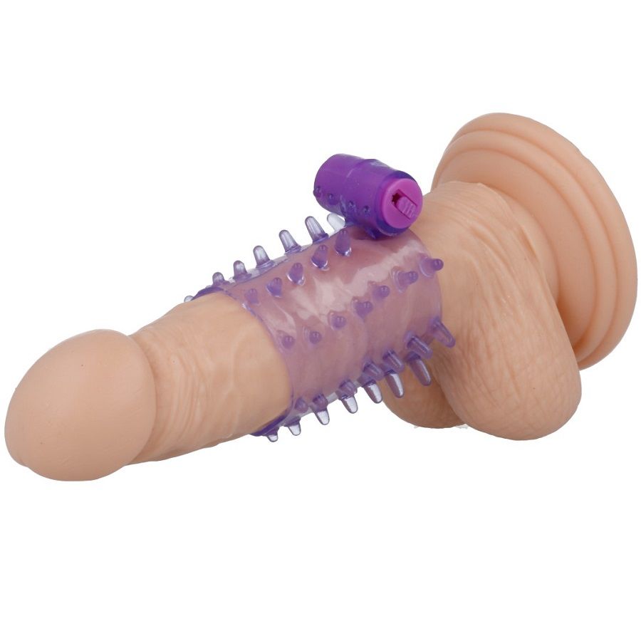Funda vibradora para pene CASUAL LOVE con anillo, morada