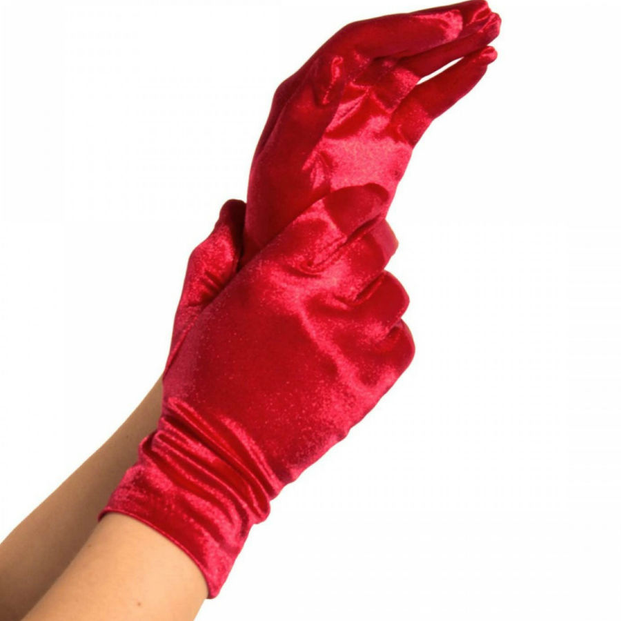 Guantes cortos rojos con efecto satén LEG AVENUE