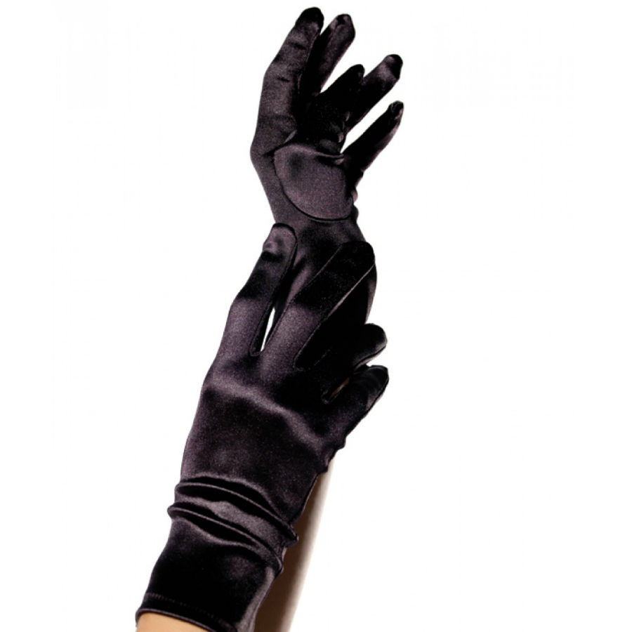 Guantes negros de satén LEG AVENUE