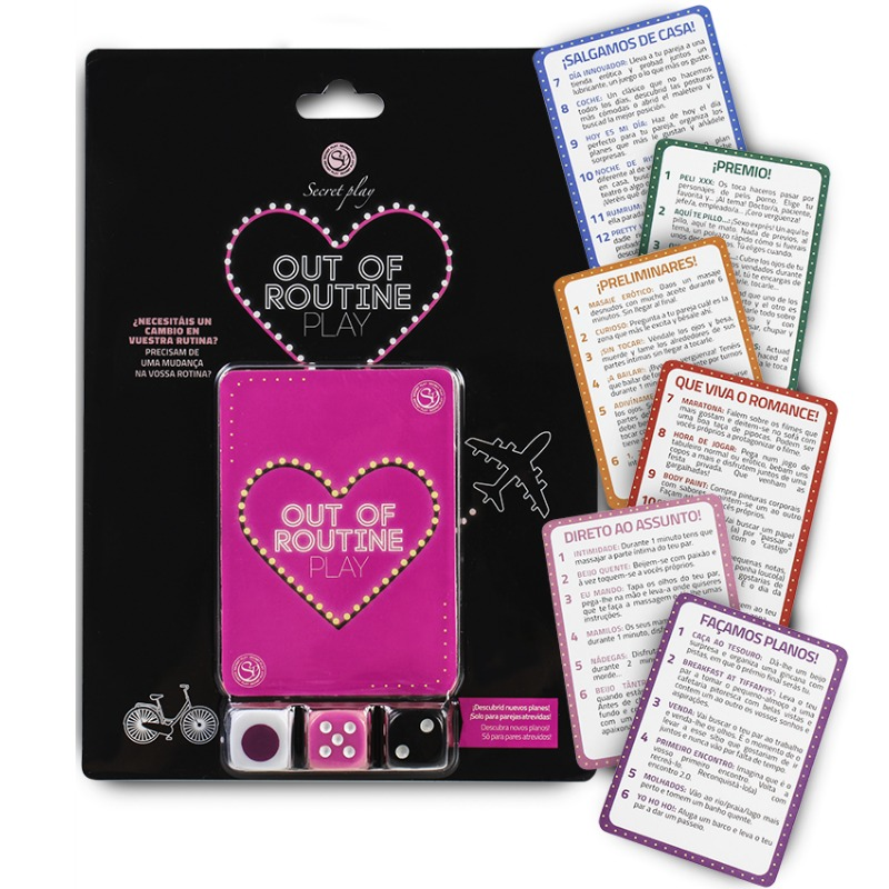Dados eróticos Secretplay Change Your Routine con 72 tarjetas de retos
