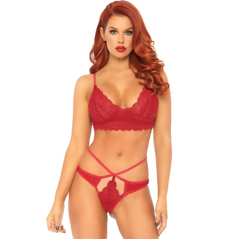 Leg Avenue Conjunto De 2 Piezas Con Sujetador Bralette De Encaje Y Tanga