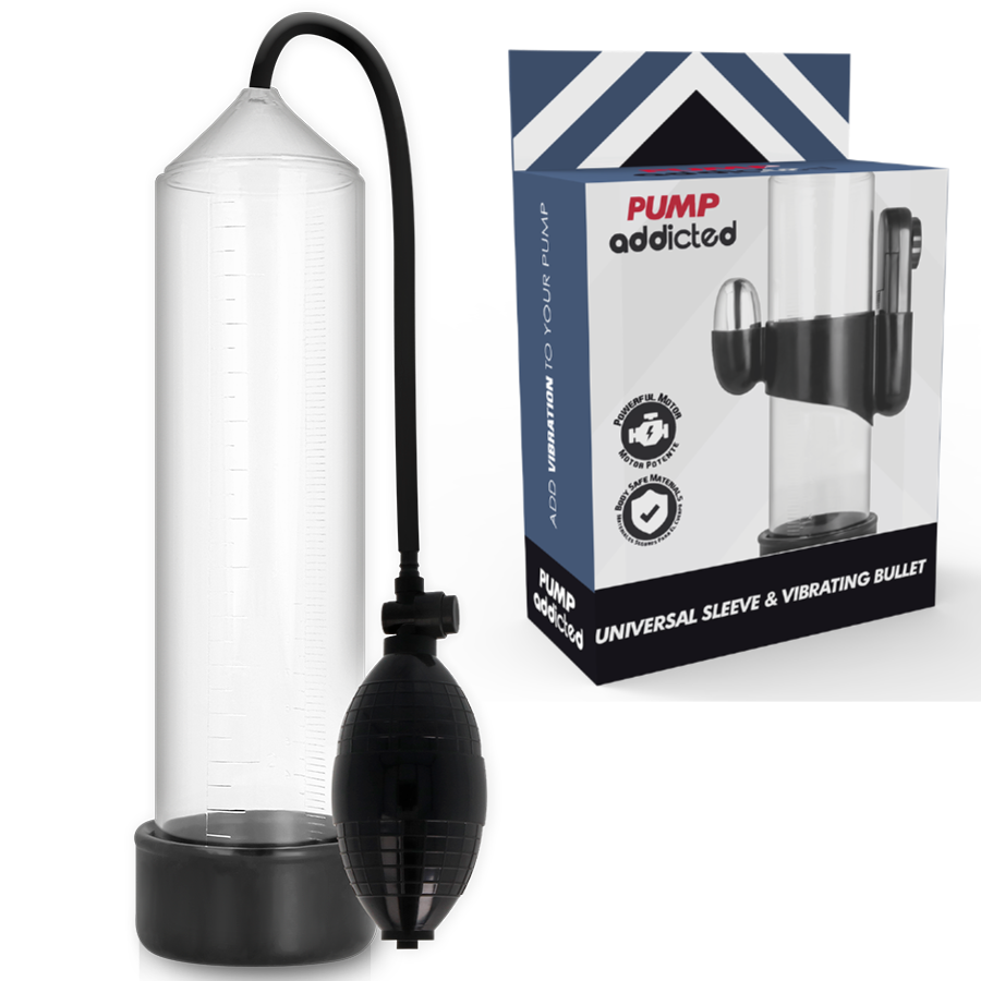 Bomba de pene transparente PUMP ADDICTED RX3 con vibrador