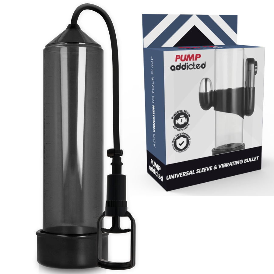 Bomba de pene Pump Addicted RX7 con vibrador, negra
